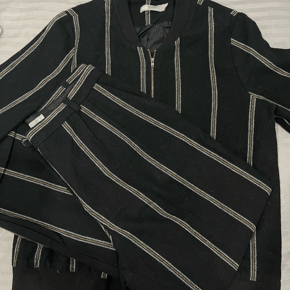 ASOS Black and White Striped Zip Up
